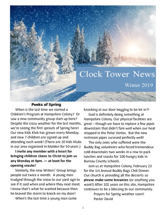 Winter 2019 Newsletter